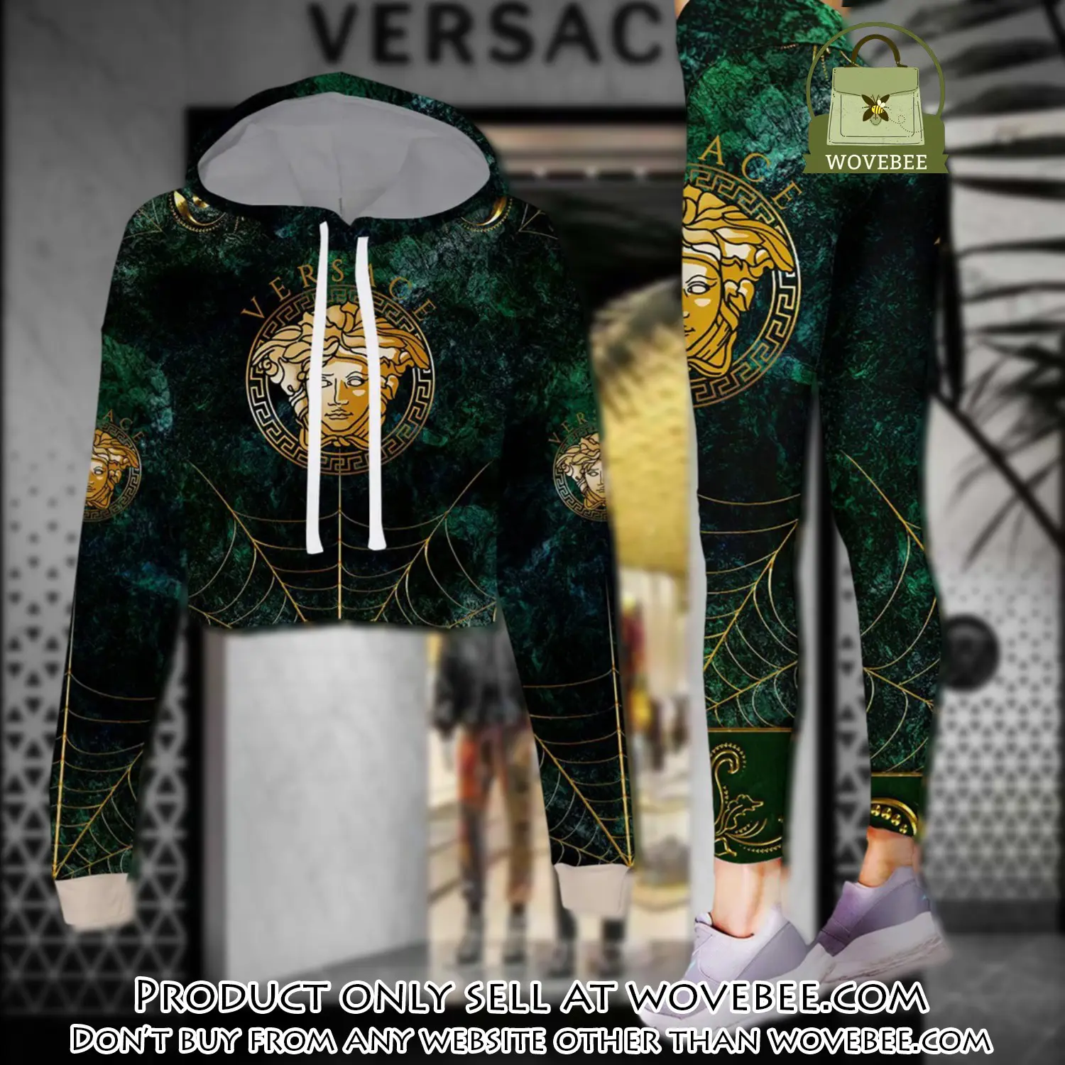 Versace medusa spider silk luxury brand clothes leggings and crop top set for women wvb5901755
